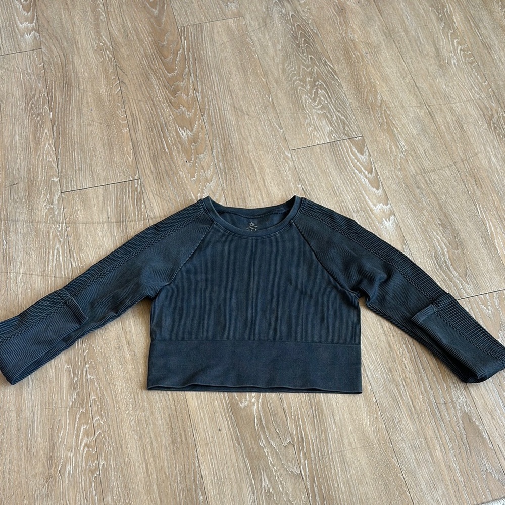 Aerie Black Crop Top Crew Neck Long Sleeve